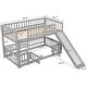 preview thumbnail 3 of 53, Low Bunk Bed with Slide, Wooden Floor Bunk Bed Frame with Fence and Ladder, for Kids Teens, Boys Girls