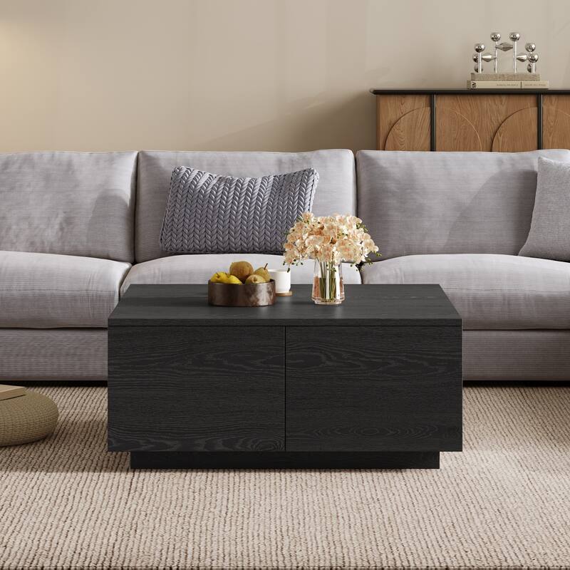 Elegant Square Coffee Table with 4 Spacious Drawers by Harper&Bright Designs