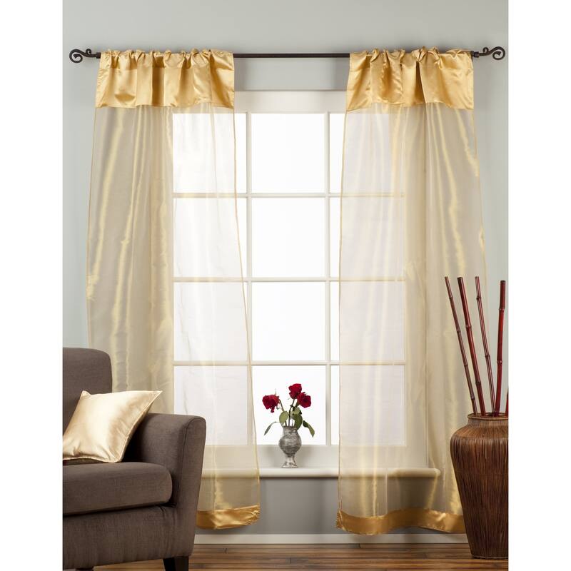 Golden Rod Pocket Sheer Tissue Curtain / Drape / Panel - 84" - Piece - Gold - 84 Inches