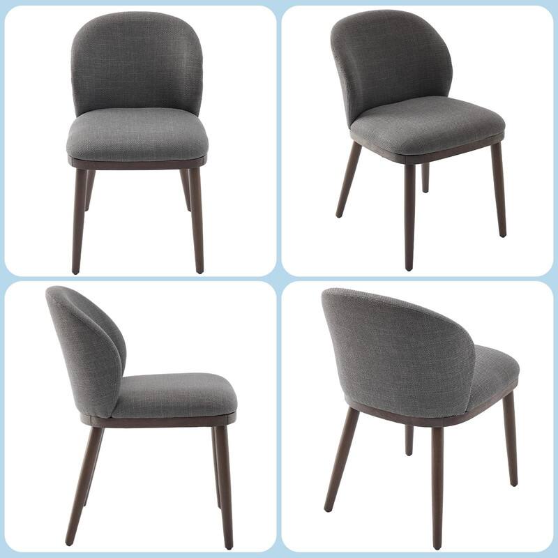 Dining Chairs Set of 2, Wood Legs Modern Upholstered with Ergonomic Back Support
