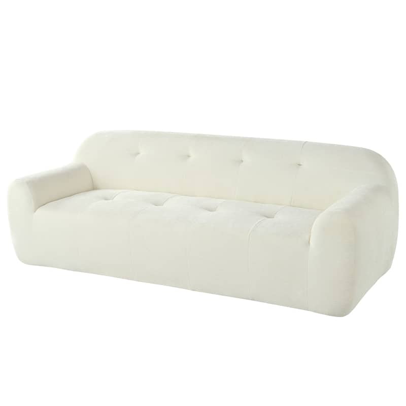 85.8 Inch Wide Chenille Fabric 3-Seater Sofa with Tufted Style