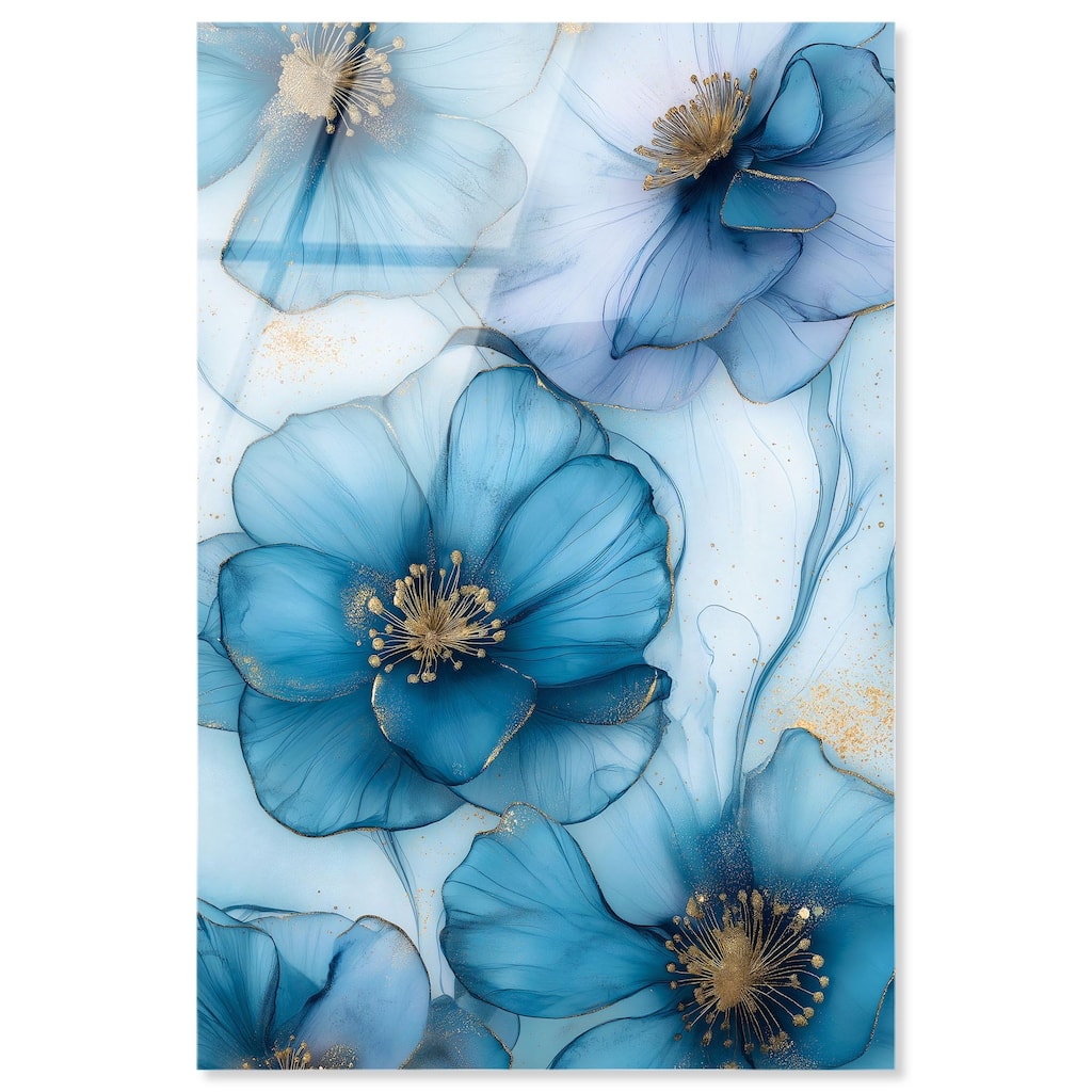 Gilded Cyanescence Acrylic by Art Remedy, Ready to Hang