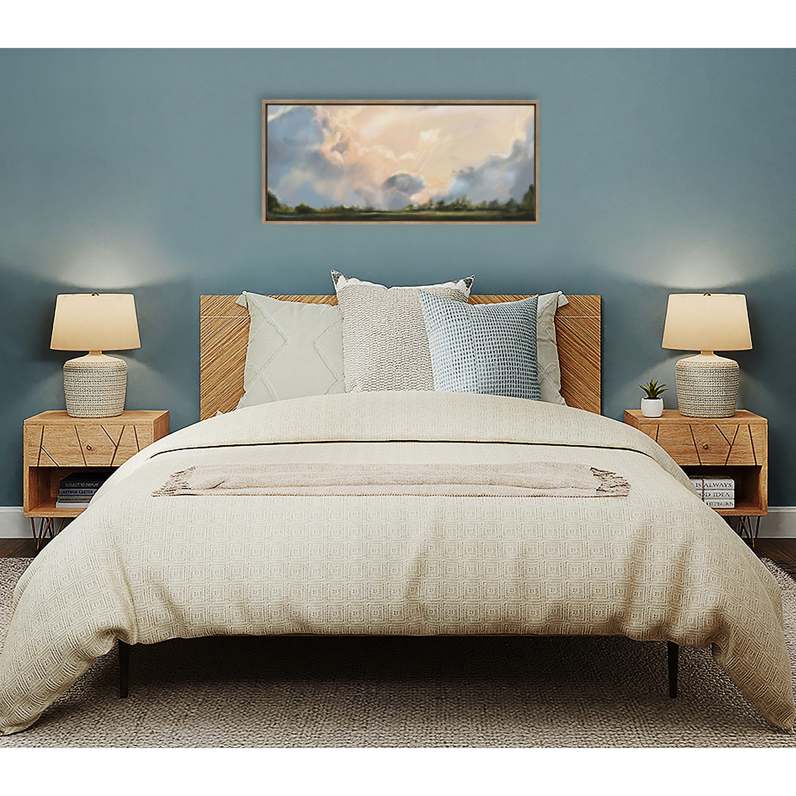 Kate and Laurel Sylvie Clouds Framed Canvas by Mary Sparrow