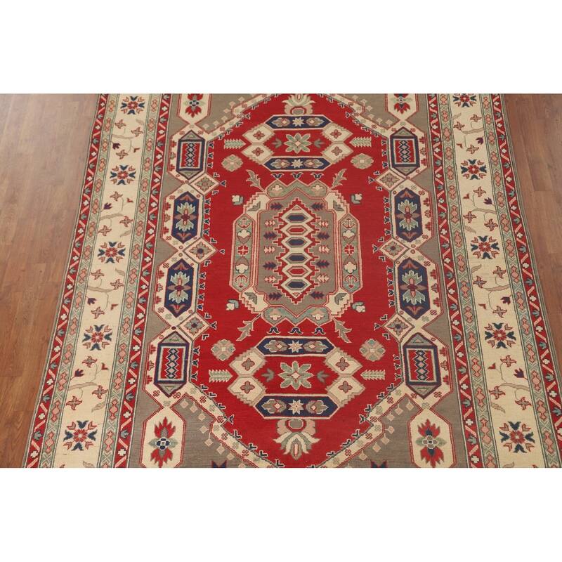 Red Kazak Oriental Area Rug Handmade Wool Carpet - 6'7" x 9'10"