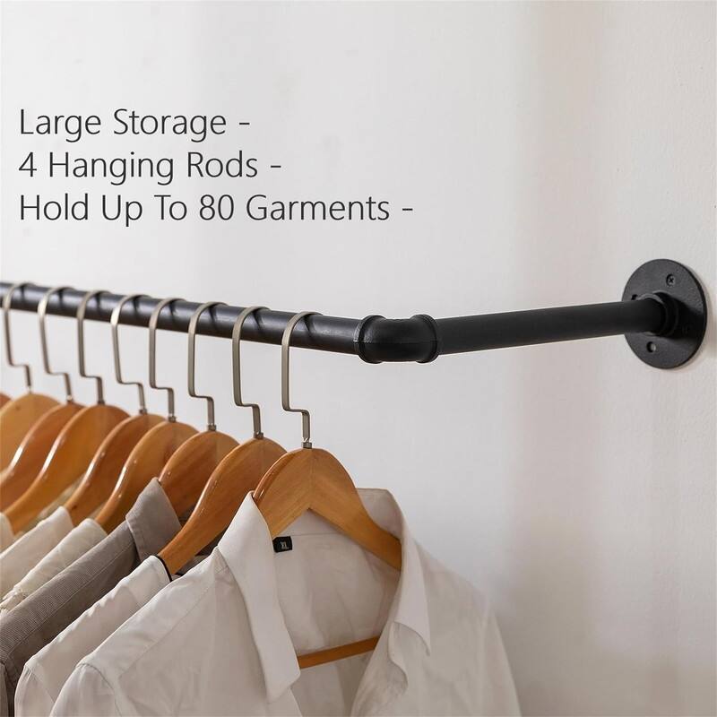 Wall Mounted Garment Rack as Walk-in Closet System - 9.84"D x 48.44"W x 45.28"H