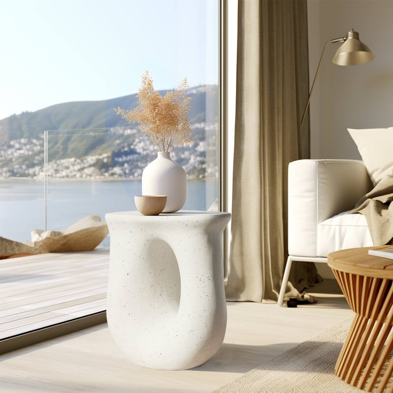 U-shaped Geometric Lightweight Concrete End Table