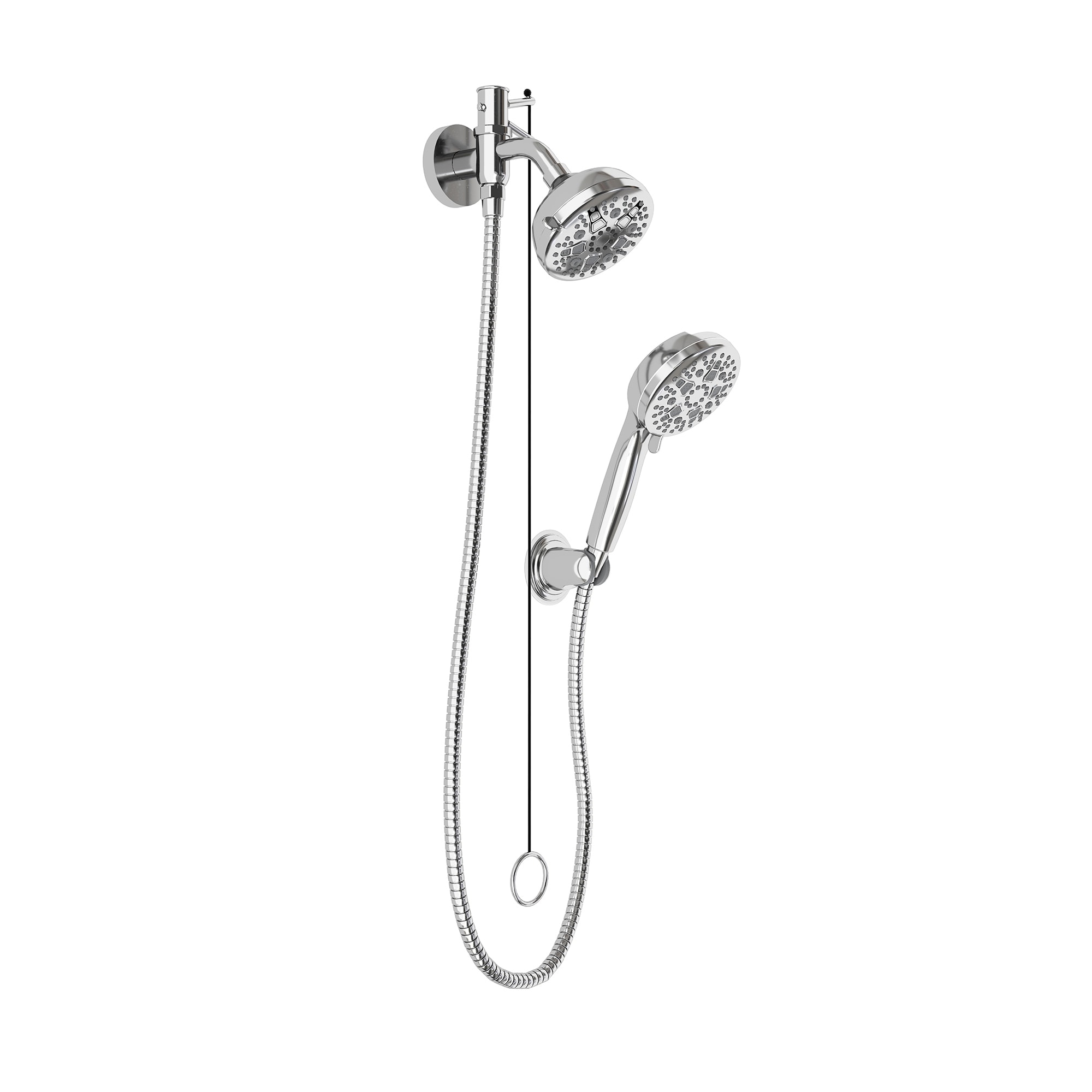 4.5 Inch Wall Mounted Dual Shower Set With 8-Settings Handheld Shower (Valve Not Included)