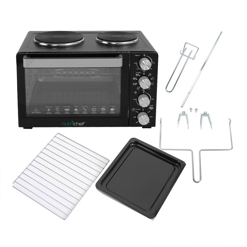 NutriChef Kitchen Countertop Convection Oven Cooker with Warming Plates (2 Pack) - 28