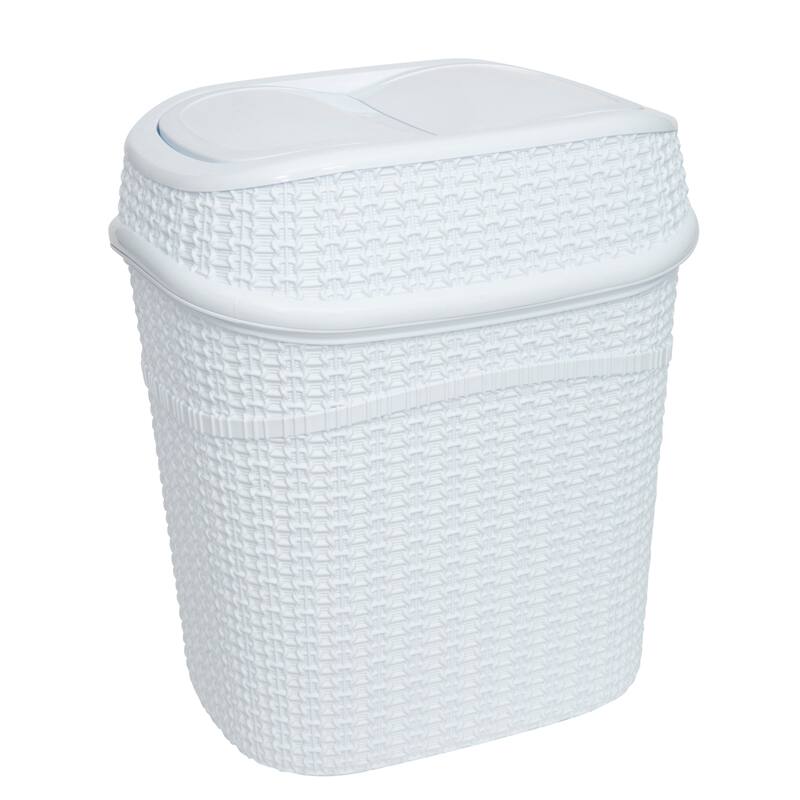 Bath Bliss 9.5 Liter Sailor Knot Swing Top Waste Bin - 11.22" x 8.27" x 12.6" - White