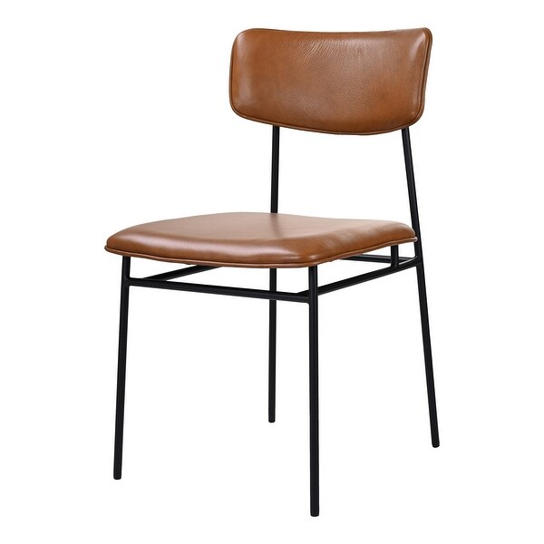 Leather and iron dining hot sale chairs