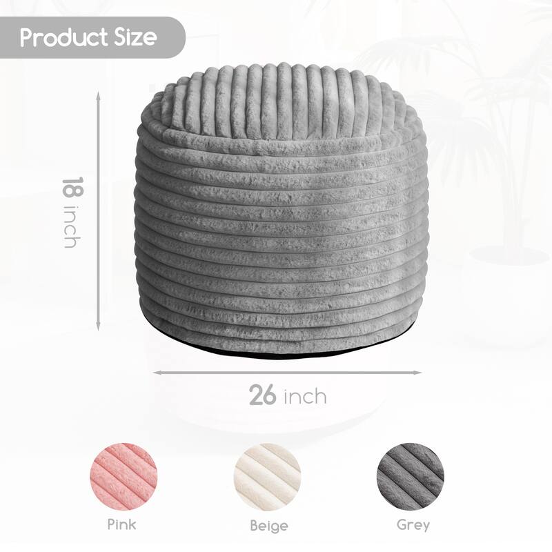 Round Corduroy Pouf Ottoman 20-inch/26inch