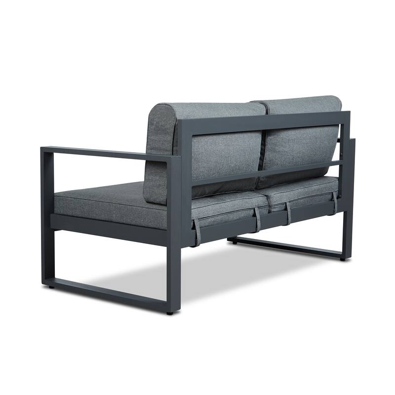 Baltic Outdoor Love Seat in Gray by Real Flame