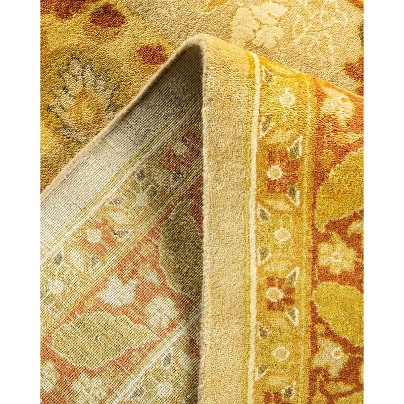 Overton Hand Knotted Wool Vintage Inspired Traditional Mogul Ivory Area Rug - 9' 5" x 12' 2"