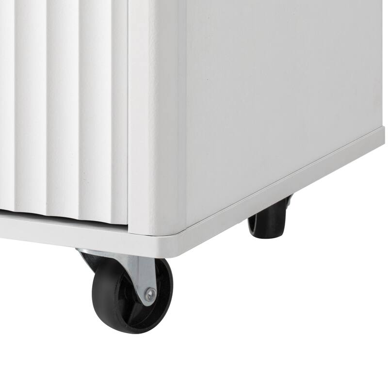 55.5" Fluted Storage Kitchen Island with Drop Leaf and Power Outlet and 3 Drawers