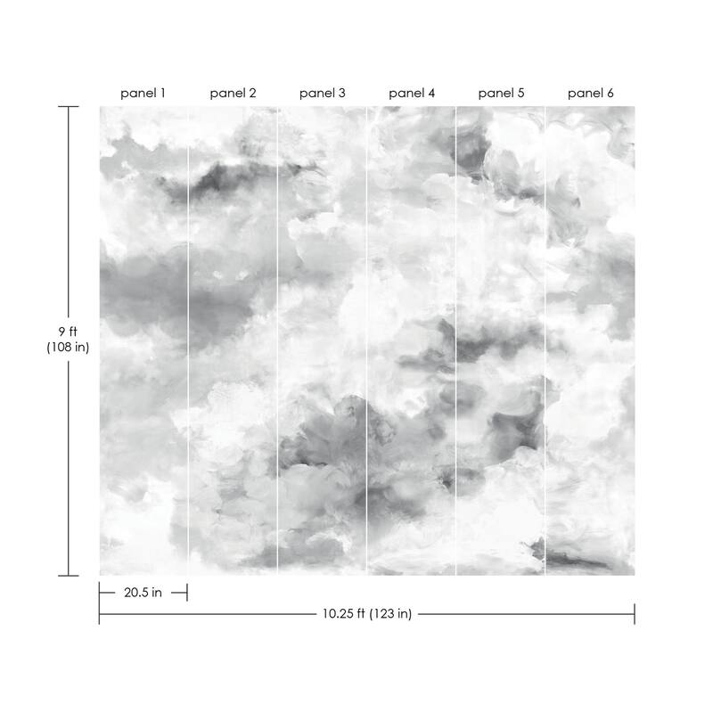 WallPops Scott Living Nimbus Grey Self Adhesive Mural - N/A