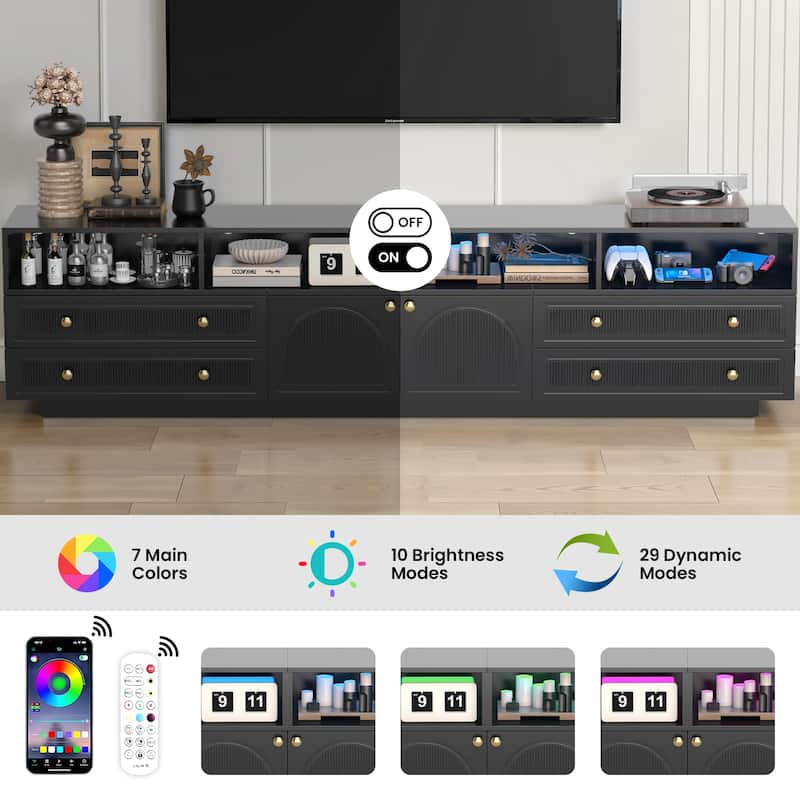 Pocassy 86.6in LED TV Stand for 85/90/95/100 inch TV