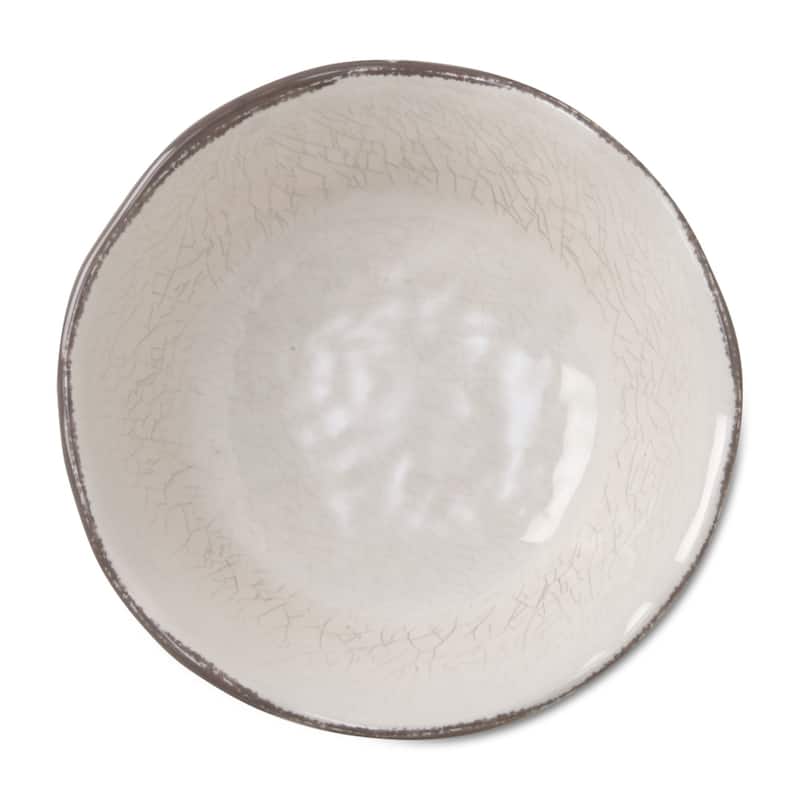 10 oz. 7 in. Veranda Cracked Glazed Solid Wavy Edge Melamine Serving Bowls 4 pc