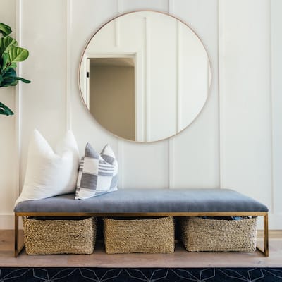 30-in Modern Gold Framed Round Decorative Wall Bathroom Vanity Mirror