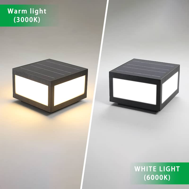 1-Light Black Aluminium Solar Outdoor Post Light Set