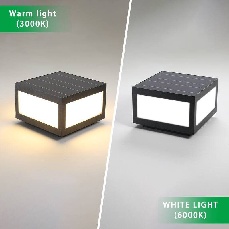 Solar Cap Light, Outdoor Solar Powered Fence Light with Cool White, Warm Light, LED Lighting for Patio Backyard Deck