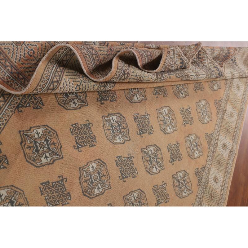 Geometric Bokhara Oriental Rug Handmade Wool Carpet - 6'6"x 9'7"