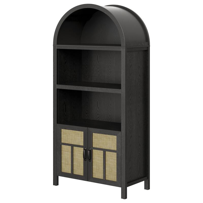 Arched storage cabinet with Rattan Doors