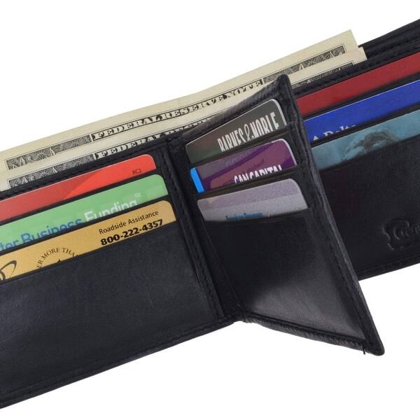 mens genuine leather center flap id card holder bifold wallet 52 cf overstock 31701502 mens genuine leather center