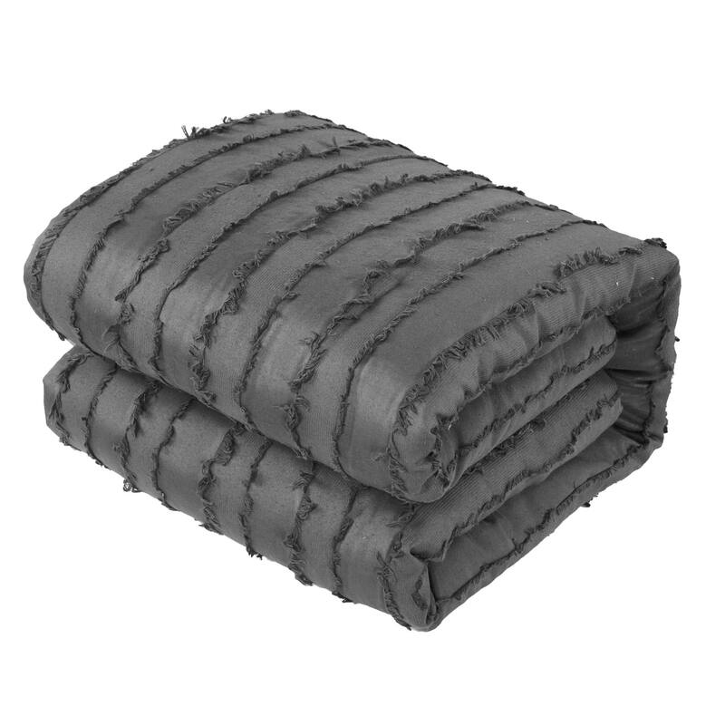 Porch & Den Summerwood Solid Color Fringe Stripe 7-piece Comforter Set