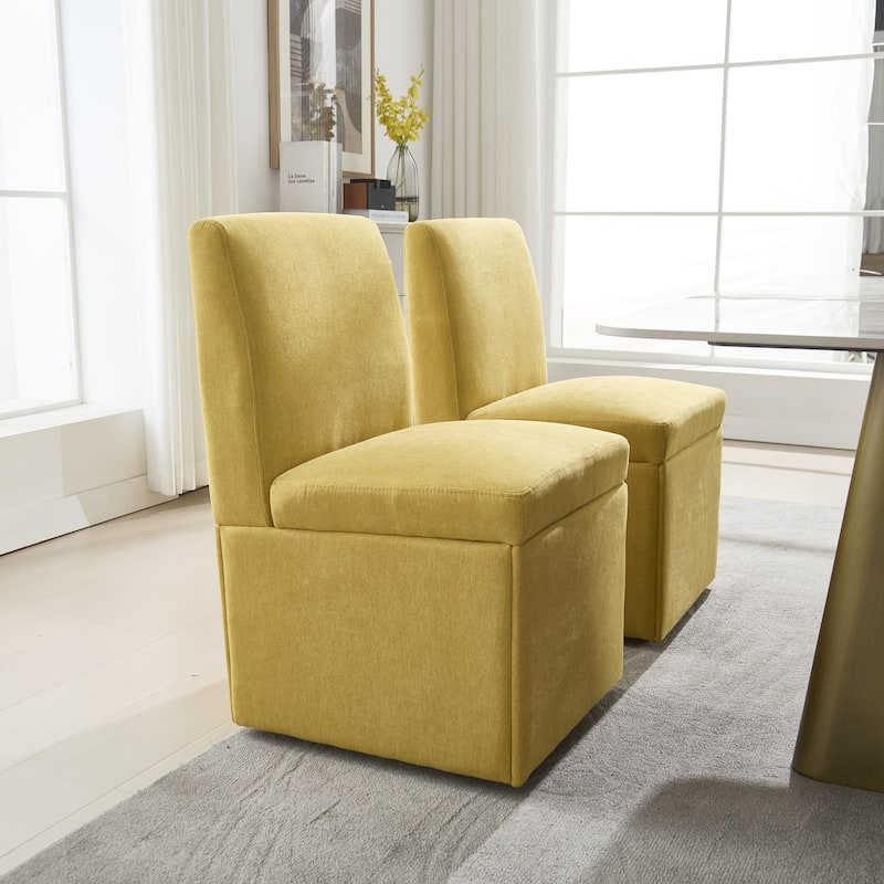 360 Degree Swivel Dining Chairs Set of 2 Swivel Dining Room Chairs Kitchen Chairs Casters & Storage Comfy Modern Rolling Chair
