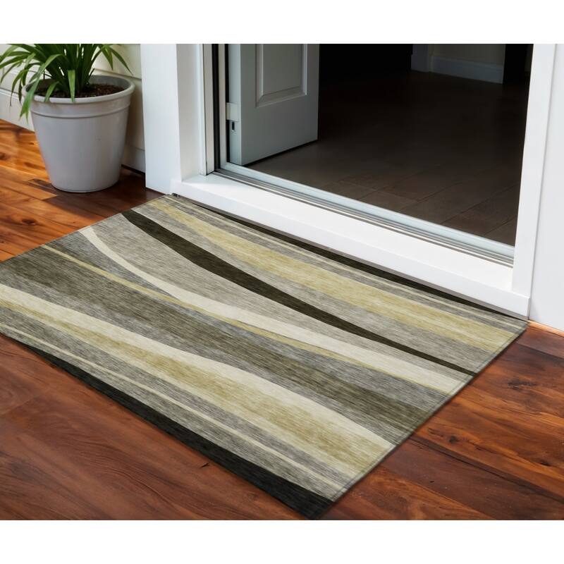 HomeRoots Abstract Transitional Rectangle Outdoor Rug - 3' x 5'