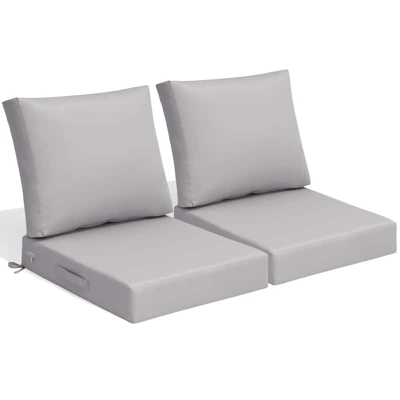 24''x24'' Outdoor Patio Seat Cushion Set with Removable Cover - 2PC - LightGrey