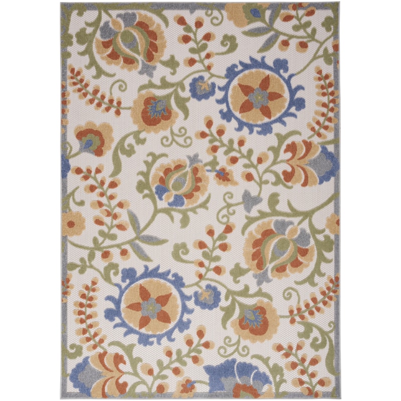 Copper Grove Alyssum Multicolor Indoor/Outdoor Rug. - 5'3" x 7'5" - Blue/Ivory