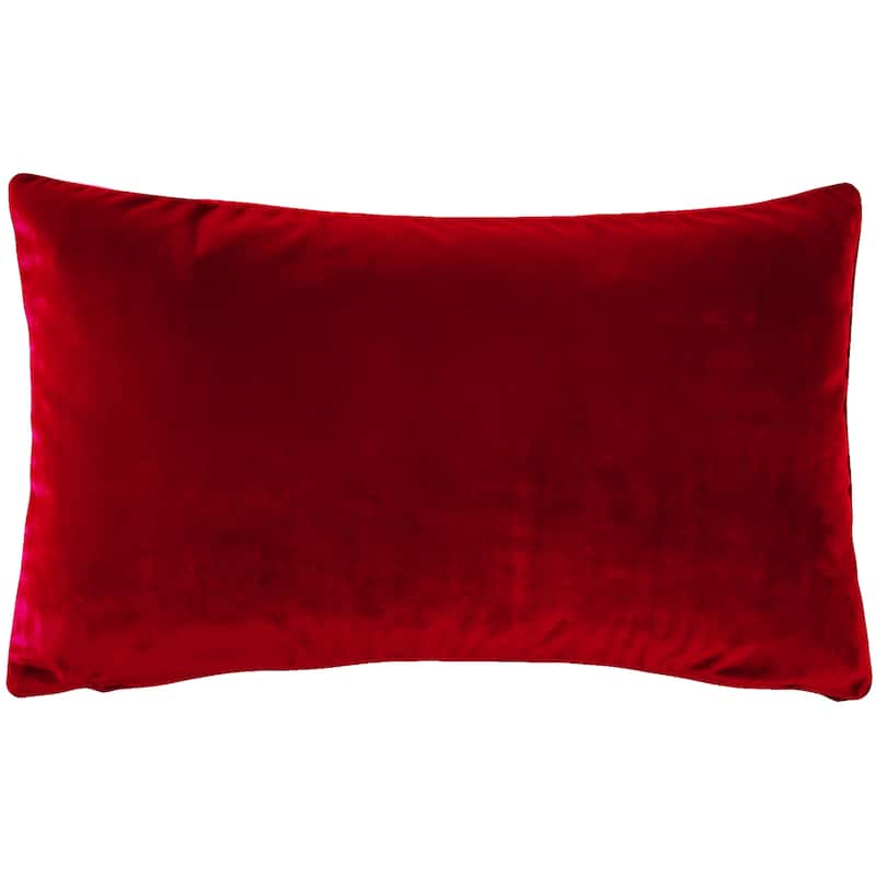 Pillow Decor Castello Soft Velvet Throw Pillows (3 Sizes, 18 Colors) - 12" x 19" - Feather Down - Red