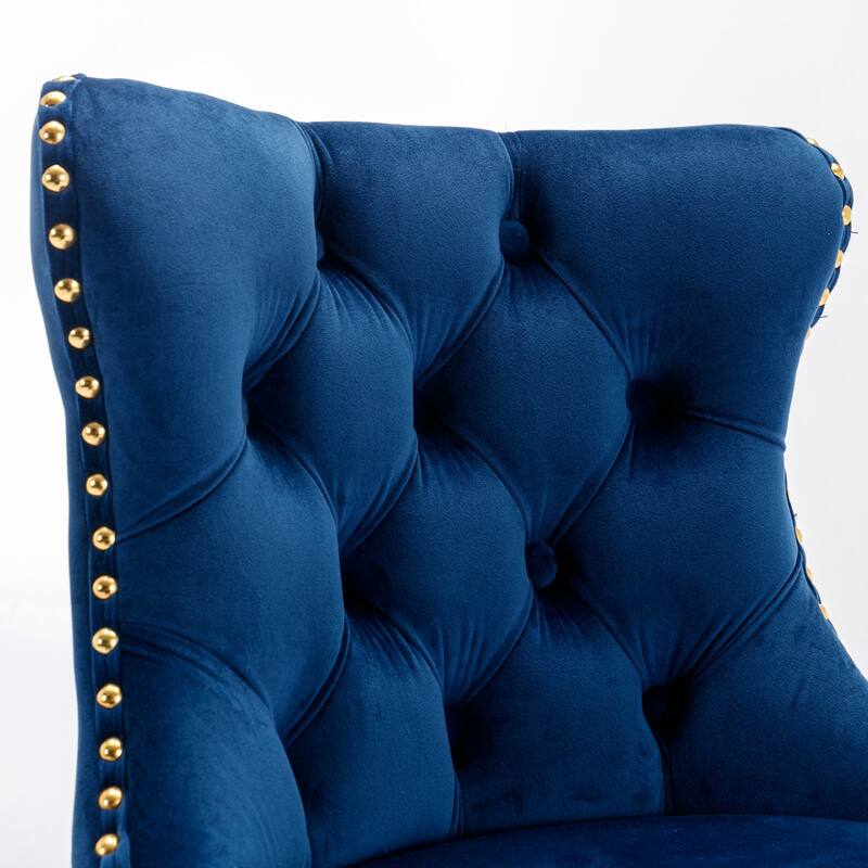 Roomfitters Swivel Velvet Bar Stools Set of 2, Adjustable Height Tufted Upholstered Counter Chairs with Gold Base