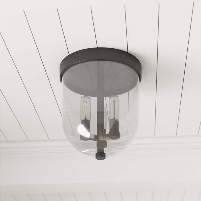 Prominence Home Hansley Matte Black 3-Light Flush Mount with Clear Glass