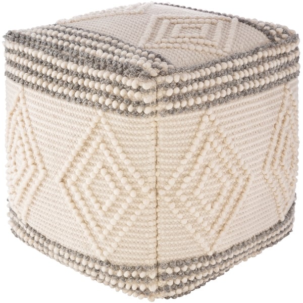 slide 2 of 8, Freya Boho Hand Woven 18-inch Cube Pouf Charcoal