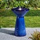 preview thumbnail 30 of 34, Glitzhome 27.5"H LED Turquoise Two Birds Embossed Ceramic Fountain Blue