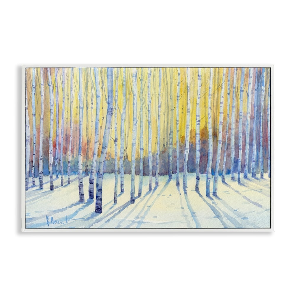 Stupell Sunlit Winter Birch Trees Framed Giclee Art Design By Paul Brent