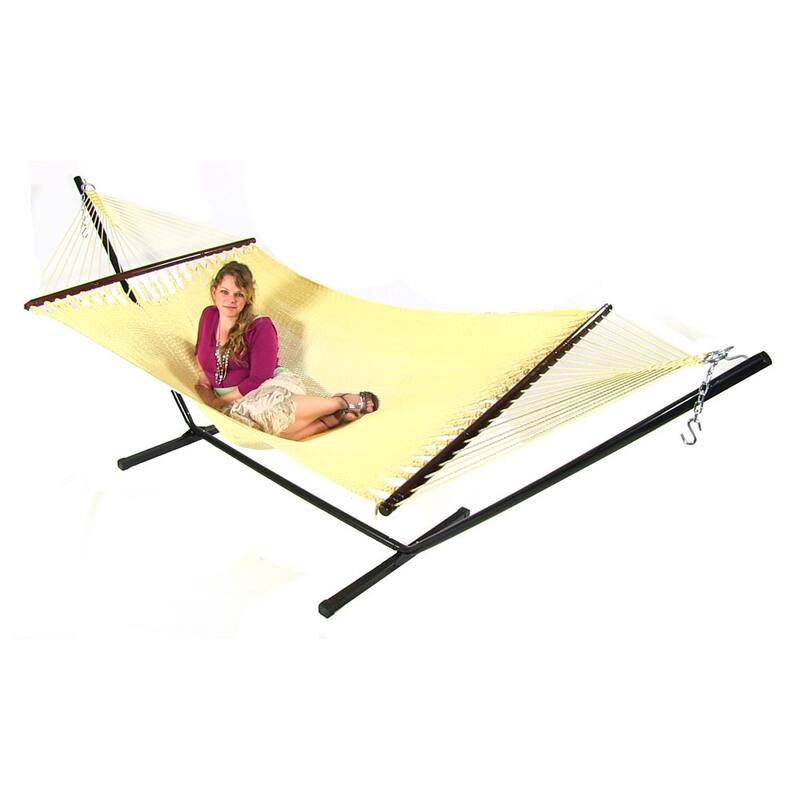 Sunnydaze Large 2-Person Rope Hammock with Spreader Bar & Hammock Stand