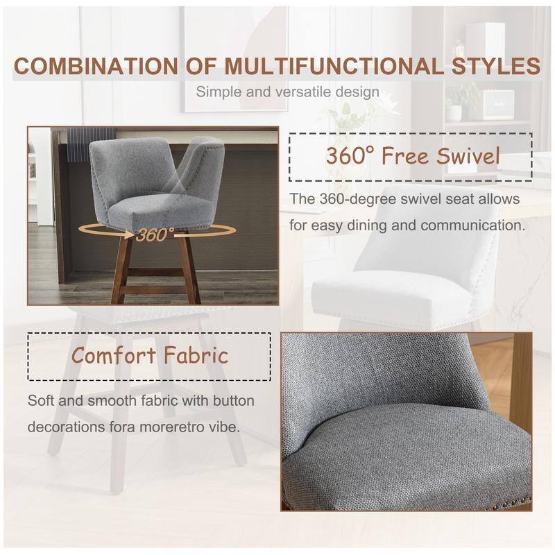 Counter Height Swivel Nail Head Upholstered Barstools Set of 6