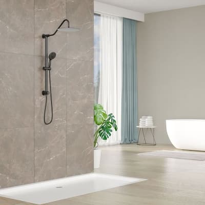 Stainless Steel 10 Inch Shower Head 5-setting Handheld Sprayer with Drill-Free Adjustable Slide Bar and Hose - 10"
