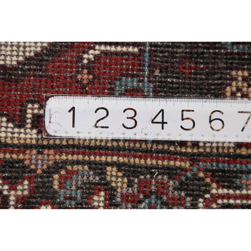 Geometric Heriz Serapi Indian Runner Rug Handmade Wool Carpet - 2'6"x 13'10"