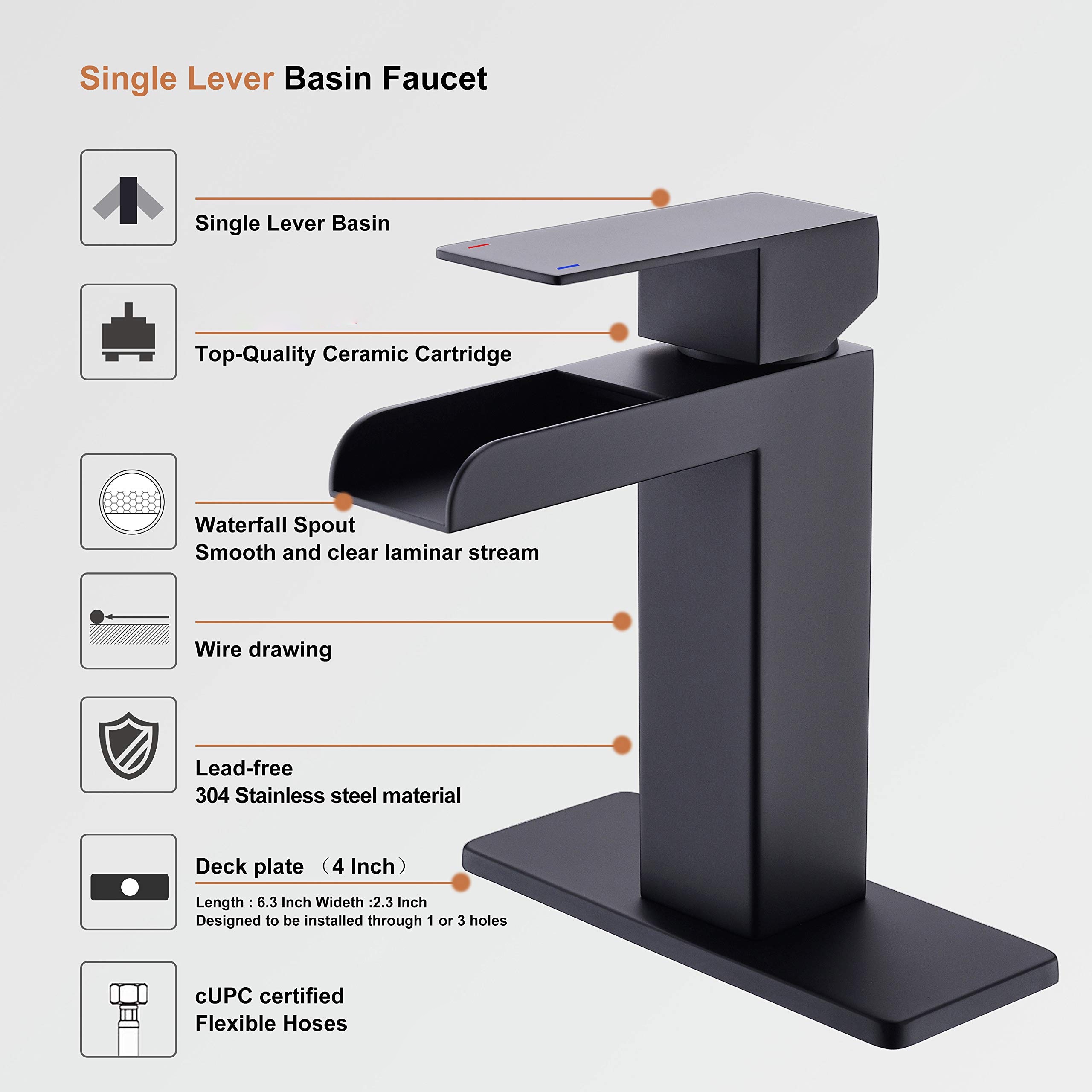 瀑布40 Widespread Bathroom Faucet, Double Handle 3 Hole Bathroom