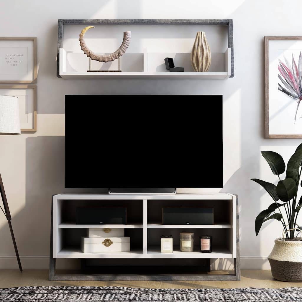 Isabelle Modern 2-Piece TV Console And Floating Shelf Set by Furniture of America