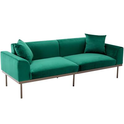 Velvet Sleeper Sofa, with Metal Legs, Modern Loveseat Sofa Couch with Pillows and Seat Cushions, for Living Room, Bedroom