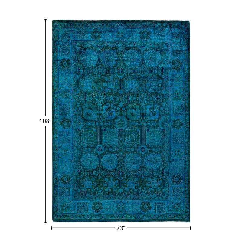 Vibrance, One-of-a-Kind Hand-Knotted Area Rug - Blue, 6' 1" x 9' 0" - 6' 1" x 9' 0"