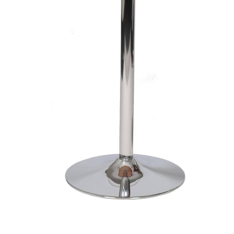 42 Inch High Bar Table, Walnut Brown Round Top, Modern Metal Pedestal Base