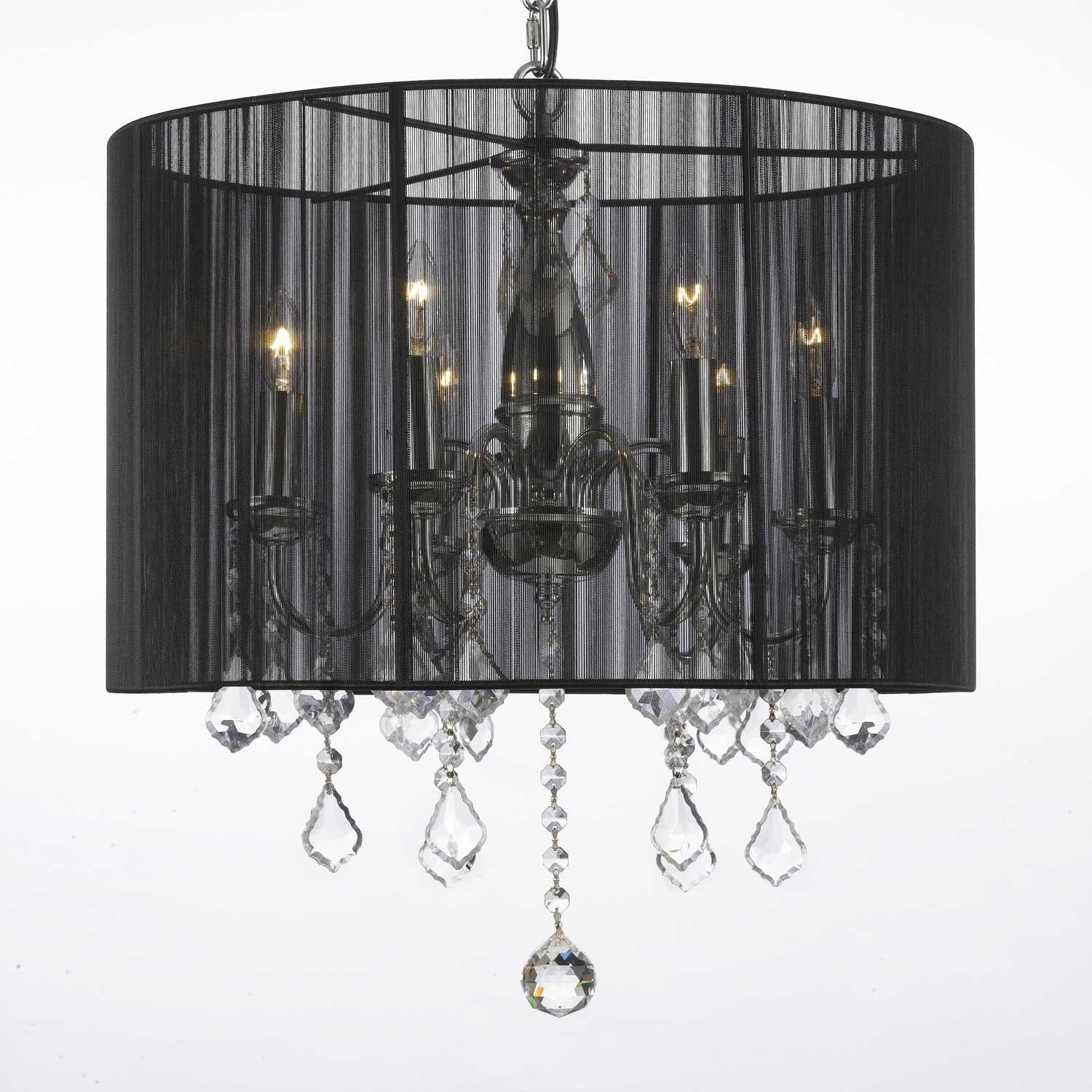 Crystal Chandelier Lighting With Large Black Shade - Chandeliers For Bedrooms by Overstock.com