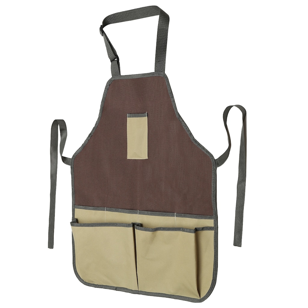 Gardening Apron with Pockets, Oxford Cloth Garden Apron with 7 Pockets - Brown - 21.26 x 17.32 Inch
