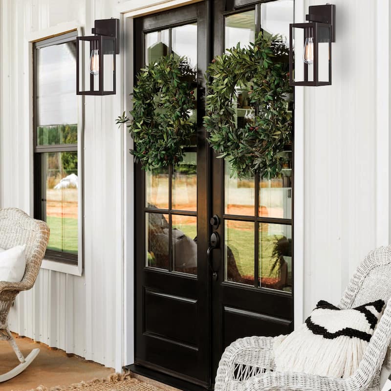 2-pack 13" H 1-Light Black Outdoor wall Lantern(Dusk to Dawn could be chosen)
